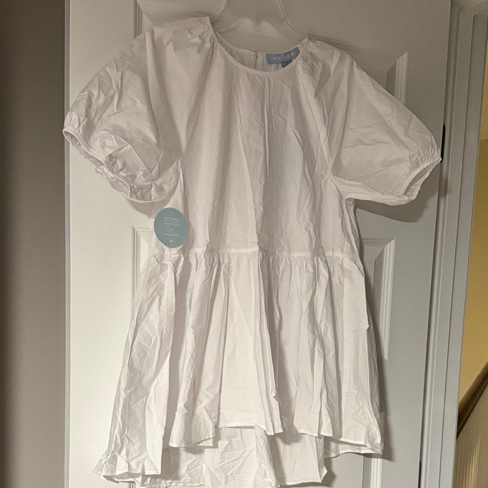 Hill House White Gathered Sleeve Blouse